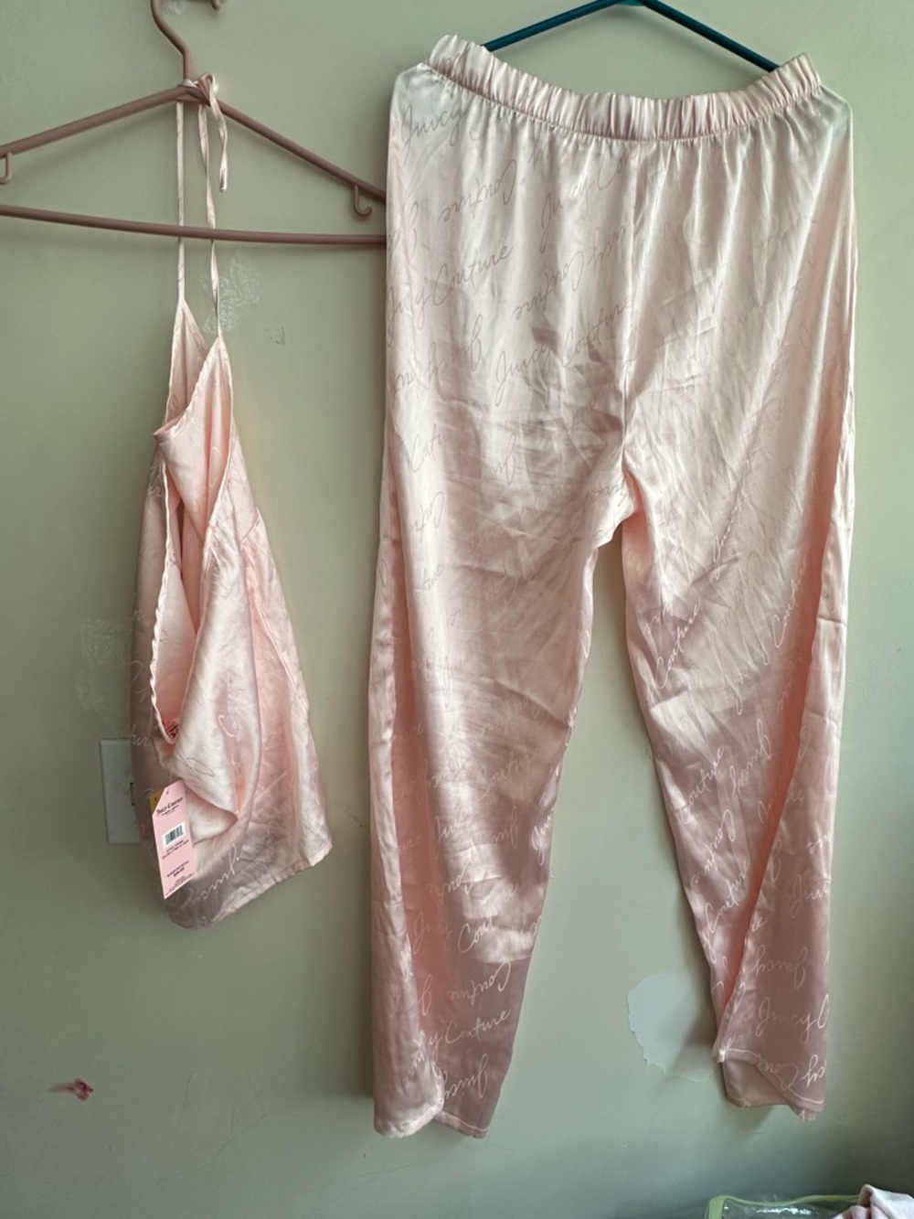 Juicy Couture Light Pink Satin Pajama Cami & Pants Set